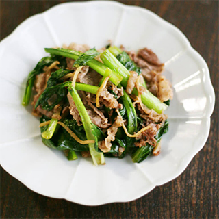 小松菜と牛肉の生姜炒め